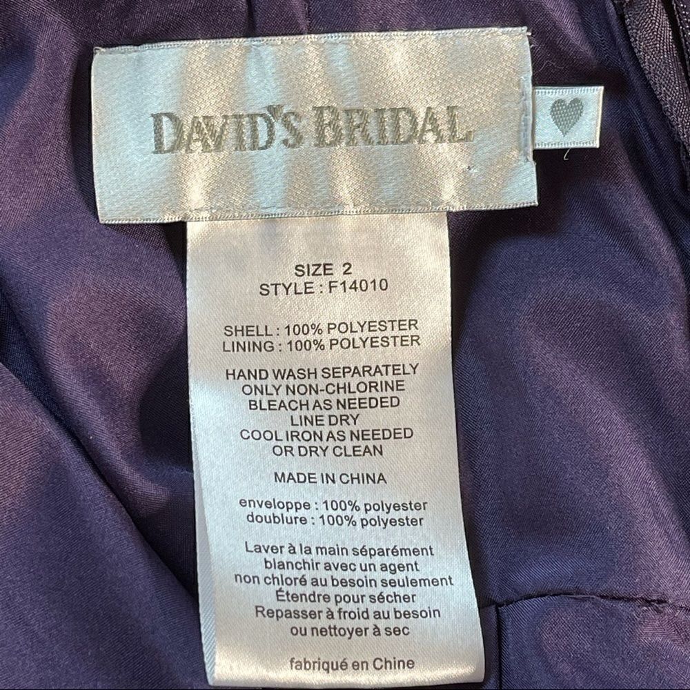 Davids Bridal Plum One Shoulder Chiffon Formal Bridesmaid Prom Dress Size 2 - Picture 4 of 15